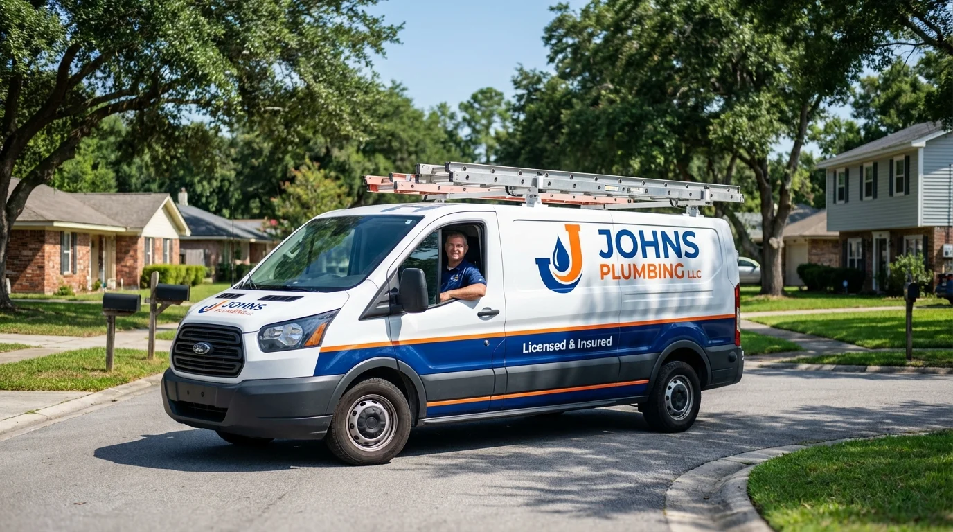 Johns Plumbing LLC service van in Hutchinson, KS