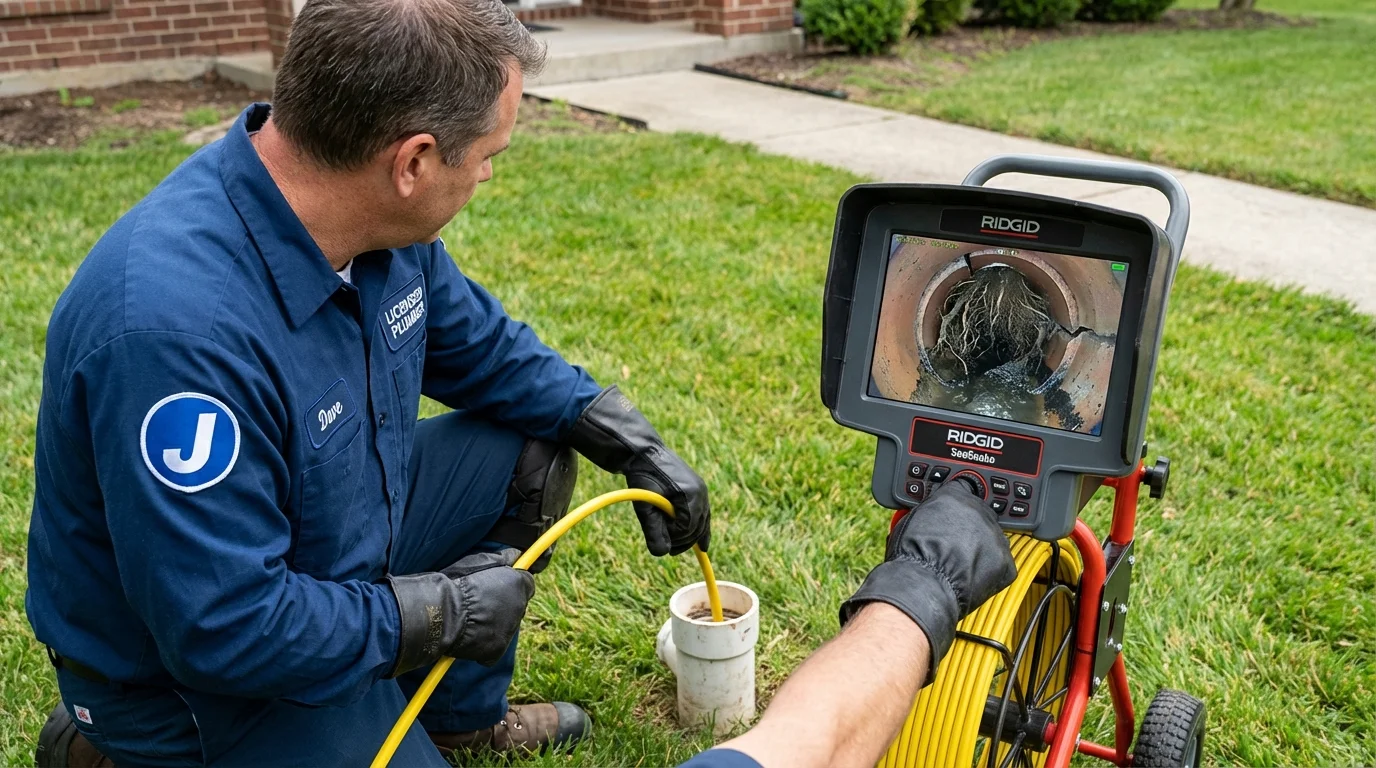 Sewer camera inspection being performed by Johns Plumbing LLC in Hutchinson